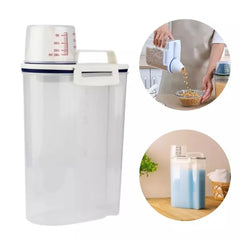Hermetic Pot with Cup Meter Beak Doser 2L Kitchen groceries Multipurpose Laundry
