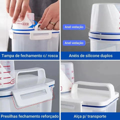 Hermetic Pot with Cup Meter Beak Doser 2L Kitchen groceries Multipurpose Laundry