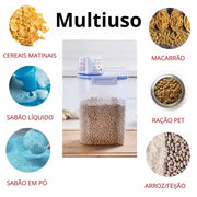 Hermetic Pot with Cup Meter Beak Doser 2L Kitchen groceries Multipurpose Laundry
