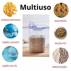 Hermetic Pot with Cup Meter Beak Doser 2L Kitchen groceries Multipurpose Laundry
