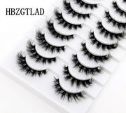 New Soft 10 Pairs 3D Faux Mink Hair False Eyelashes Natural Thick Long Eye Lashes Wispy Makeup Beauty Lashes Extension Tools