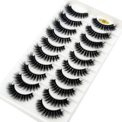 New Soft 10 Pairs 3D Faux Mink Hair False Eyelashes Natural Thick Long Eye Lashes Wispy Makeup Beauty Lashes Extension Tools