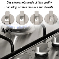 Kitchen Cooker Oven Electric Cooker Switch Control Knobs Gas Stove Knobs 4pcs 6mm Parts Silver Cooking Appliances