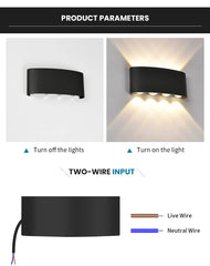 LED Wall Light Outdoor Indoor 2W 4W 6W 8W 10W AC85-265V Up Down White Black Modern Light For Home Garden Bedroom Corridor