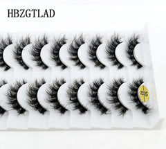 New Soft 10 Pairs 3D Faux Mink Hair False Eyelashes Natural Thick Long Eye Lashes Wispy Makeup Beauty Lashes Extension Tools