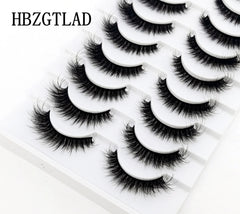 New Soft 10 Pairs 3D Faux Mink Hair False Eyelashes Natural Thick Long Eye Lashes Wispy Makeup Beauty Lashes Extension Tools