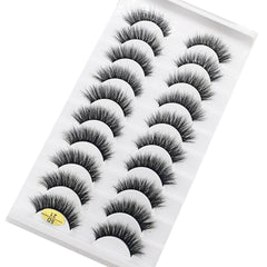 New Soft 10 Pairs 3D Faux Mink Hair False Eyelashes Natural Thick Long Eye Lashes Wispy Makeup Beauty Lashes Extension Tools