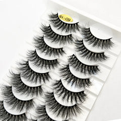 New Soft 10 Pairs 3D Faux Mink Hair False Eyelashes Natural Thick Long Eye Lashes Wispy Makeup Beauty Lashes Extension Tools