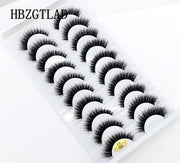 New Soft 10 Pairs 3D Faux Mink Hair False Eyelashes Natural Thick Long Eye Lashes Wispy Makeup Beauty Lashes Extension Tools