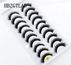 New Soft 10 Pairs 3D Faux Mink Hair False Eyelashes Natural Thick Long Eye Lashes Wispy Makeup Beauty Lashes Extension Tools