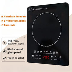 EU/UK/US Multifunctional Portable 2200W High-power Electric Induction Cooktop 110V/220V Home Kitchen Touch Panel Desktop Burner