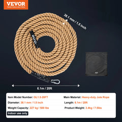 VEVOR Gym Climbing Rope 10 ft Length Gym Fitness Training Rope Gym Exercise Workout Rope for Adults, Climbing Rope for Fitness