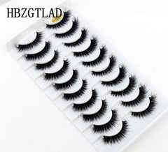 New Soft 10 Pairs 3D Faux Mink Hair False Eyelashes Natural Thick Long Eye Lashes Wispy Makeup Beauty Lashes Extension Tools