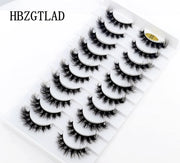 New Soft 10 Pairs 3D Faux Mink Hair False Eyelashes Natural Thick Long Eye Lashes Wispy Makeup Beauty Lashes Extension Tools