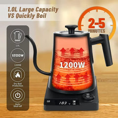 1200W Electric Kettle Intelligent Constant Temperature Fine Mouthed Electric Kettle Hand Brewed Coffee Kettle Goose Neck Kettle