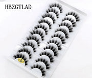New Soft 10 Pairs 3D Faux Mink Hair False Eyelashes Natural Thick Long Eye Lashes Wispy Makeup Beauty Lashes Extension Tools