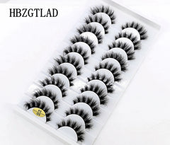 New Soft 10 Pairs 3D Faux Mink Hair False Eyelashes Natural Thick Long Eye Lashes Wispy Makeup Beauty Lashes Extension Tools