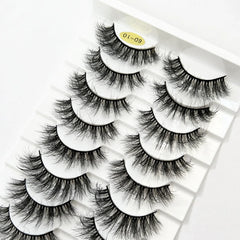 New Soft 10 Pairs 3D Faux Mink Hair False Eyelashes Natural Thick Long Eye Lashes Wispy Makeup Beauty Lashes Extension Tools