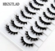 New Soft 10 Pairs 3D Faux Mink Hair False Eyelashes Natural Thick Long Eye Lashes Wispy Makeup Beauty Lashes Extension Tools