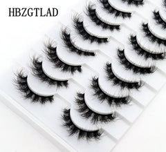 New Soft 10 Pairs 3D Faux Mink Hair False Eyelashes Natural Thick Long Eye Lashes Wispy Makeup Beauty Lashes Extension Tools