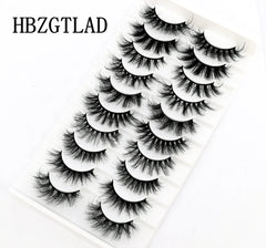 New Soft 10 Pairs 3D Faux Mink Hair False Eyelashes Natural Thick Long Eye Lashes Wispy Makeup Beauty Lashes Extension Tools