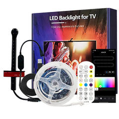 Smart TV LED Backlight with Camera for 55-75 inch Screens RGBIC LED Strip Lights Music Sync APP Control LED Ambient Lighting