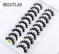 New Soft 10 Pairs 3D Faux Mink Hair False Eyelashes Natural Thick Long Eye Lashes Wispy Makeup Beauty Lashes Extension Tools