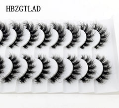 New Soft 10 Pairs 3D Faux Mink Hair False Eyelashes Natural Thick Long Eye Lashes Wispy Makeup Beauty Lashes Extension Tools