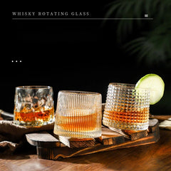 200ML Whiskey Glass Cup Novelty Rotatable Barware Old Fashioned Wine Glass Coffee Cup for Liquor Scotch Bourbon Bar Drinkware