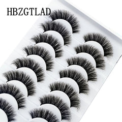 New Soft 10 Pairs 3D Faux Mink Hair False Eyelashes Natural Thick Long Eye Lashes Wispy Makeup Beauty Lashes Extension Tools