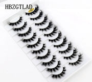New Soft 10 Pairs 3D Faux Mink Hair False Eyelashes Natural Thick Long Eye Lashes Wispy Makeup Beauty Lashes Extension Tools