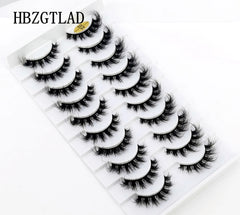 New Soft 10 Pairs 3D Faux Mink Hair False Eyelashes Natural Thick Long Eye Lashes Wispy Makeup Beauty Lashes Extension Tools