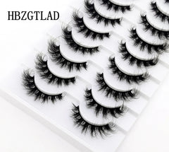 New Soft 10 Pairs 3D Faux Mink Hair False Eyelashes Natural Thick Long Eye Lashes Wispy Makeup Beauty Lashes Extension Tools