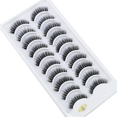 New Soft 10 Pairs 3D Faux Mink Hair False Eyelashes Natural Thick Long Eye Lashes Wispy Makeup Beauty Lashes Extension Tools