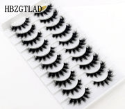 New Soft 10 Pairs 3D Faux Mink Hair False Eyelashes Natural Thick Long Eye Lashes Wispy Makeup Beauty Lashes Extension Tools