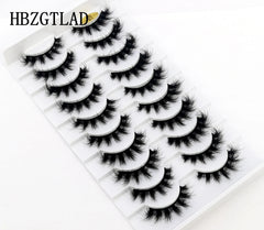 New Soft 10 Pairs 3D Faux Mink Hair False Eyelashes Natural Thick Long Eye Lashes Wispy Makeup Beauty Lashes Extension Tools