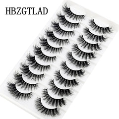 New Soft 10 Pairs 3D Faux Mink Hair False Eyelashes Natural Thick Long Eye Lashes Wispy Makeup Beauty Lashes Extension Tools
