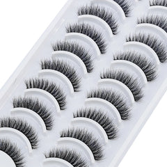 New Soft 10 Pairs 3D Faux Mink Hair False Eyelashes Natural Thick Long Eye Lashes Wispy Makeup Beauty Lashes Extension Tools
