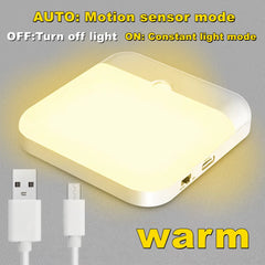 Motion Sensor Led Light Usb Charging Square Lamp for Bedroom Kitchen Stair