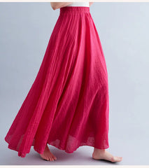 Fashion Clothes Women Clothing Skirts Vintage Y2k Elegant Streetwear Bohemian Cotton Linen Casual Vestido De Festa Long Skirt