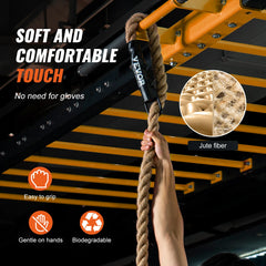 VEVOR Gym Climbing Rope 10 ft Length Gym Fitness Training Rope Gym Exercise Workout Rope for Adults, Climbing Rope for Fitness