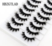 New Soft 10 Pairs 3D Faux Mink Hair False Eyelashes Natural Thick Long Eye Lashes Wispy Makeup Beauty Lashes Extension Tools