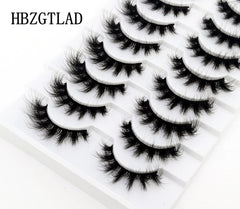 New Soft 10 Pairs 3D Faux Mink Hair False Eyelashes Natural Thick Long Eye Lashes Wispy Makeup Beauty Lashes Extension Tools