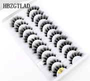 New Soft 10 Pairs 3D Faux Mink Hair False Eyelashes Natural Thick Long Eye Lashes Wispy Makeup Beauty Lashes Extension Tools