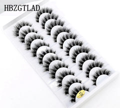 New Soft 10 Pairs 3D Faux Mink Hair False Eyelashes Natural Thick Long Eye Lashes Wispy Makeup Beauty Lashes Extension Tools