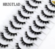 New Soft 10 Pairs 3D Faux Mink Hair False Eyelashes Natural Thick Long Eye Lashes Wispy Makeup Beauty Lashes Extension Tools