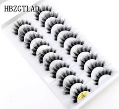 New Soft 10 Pairs 3D Faux Mink Hair False Eyelashes Natural Thick Long Eye Lashes Wispy Makeup Beauty Lashes Extension Tools