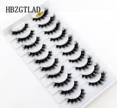New Soft 10 Pairs 3D Faux Mink Hair False Eyelashes Natural Thick Long Eye Lashes Wispy Makeup Beauty Lashes Extension Tools