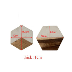 Marble Wood Coasters Set, Hexagon Geometric Coasters,