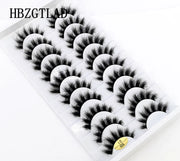 New Soft 10 Pairs 3D Faux Mink Hair False Eyelashes Natural Thick Long Eye Lashes Wispy Makeup Beauty Lashes Extension Tools